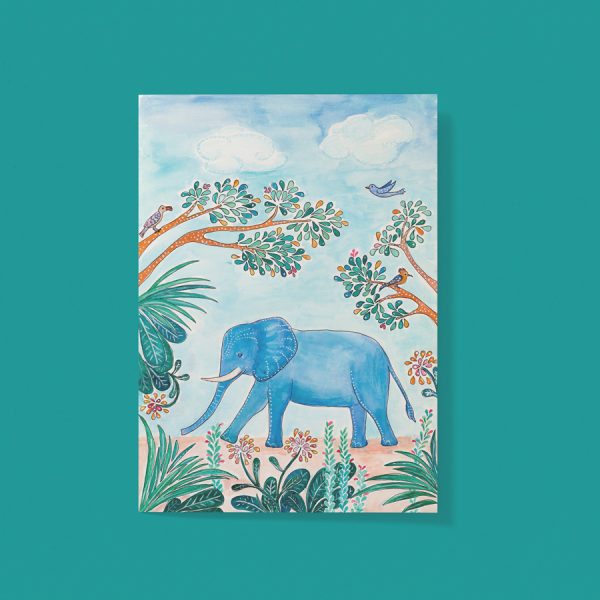 Elephant and leaves card